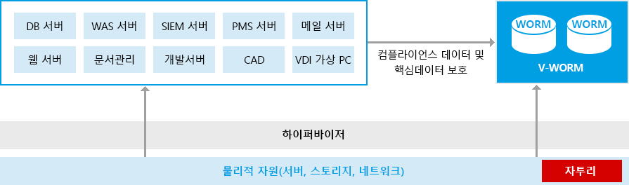 가상화된 인프라를 활용 보안 WORM 스토리지 공간 확보